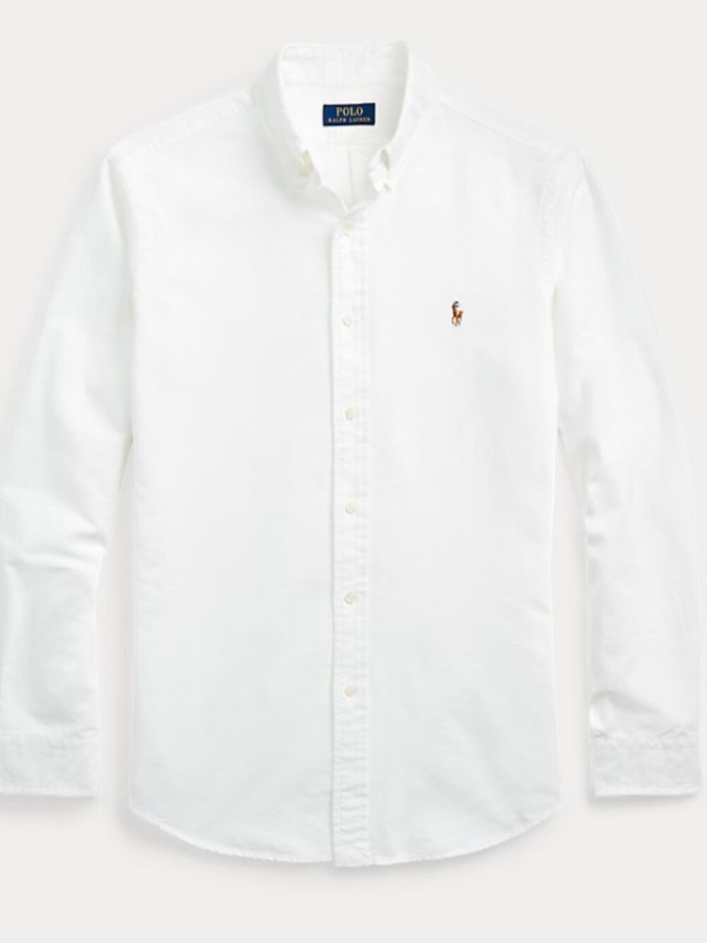 Ralph Lauren White Long-Sleeve Button-Down Shirt with Red Pony
